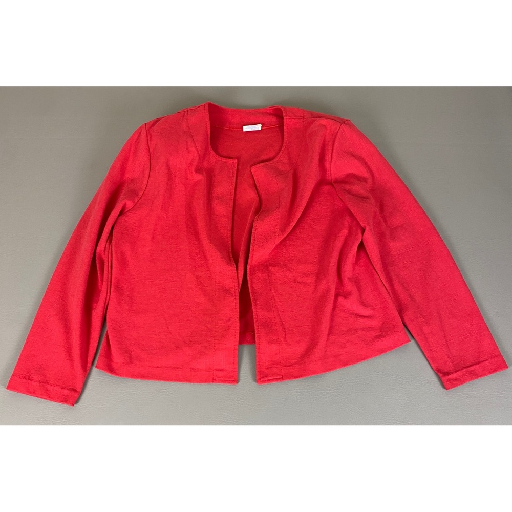 Weekenders Blazer Jacket XL Red Open Front Textured Knit Made in Canada